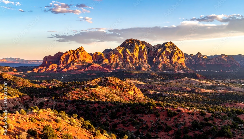 Naklejka premium Red rock illuminated desert