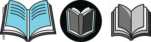 Three open books in vector eps bundle set collection icon isolated on white transparent background png jpg business people clipping path cutout 2025 2026 4k full hd poster banner label download