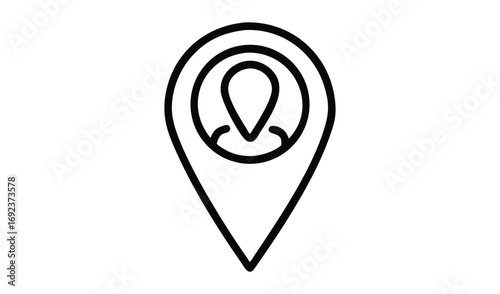Simple outline icon of a location pin with a person inside