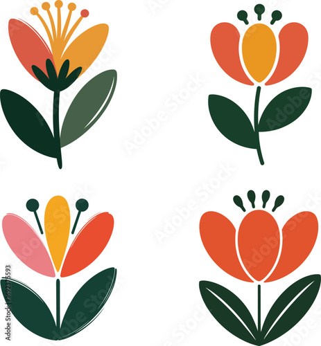 Vibrant folk art floral collection brings cheerful, natural beauty to any design project instantly