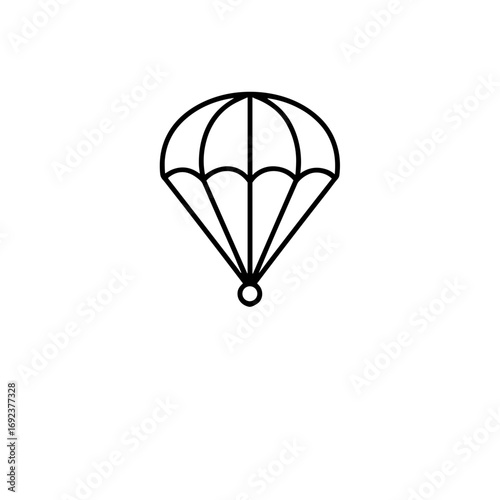 Simple line drawing of a parachute on a transparent background  
