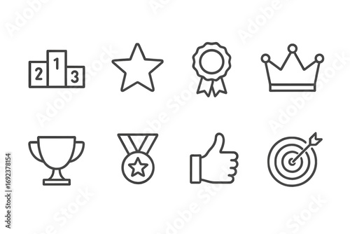 Award icons set with star, trophy, medal, and target symbols