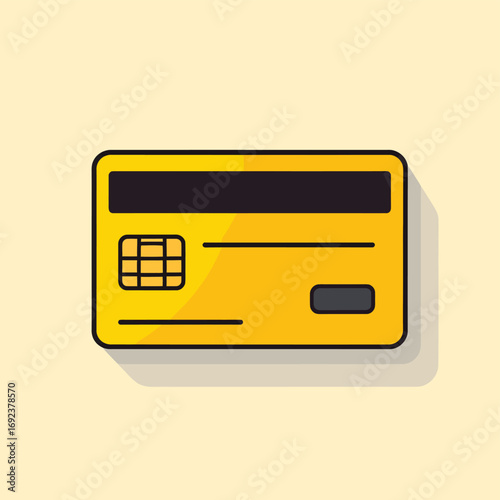 Yellow Credit Card with Chip and Magnetic Stripe.