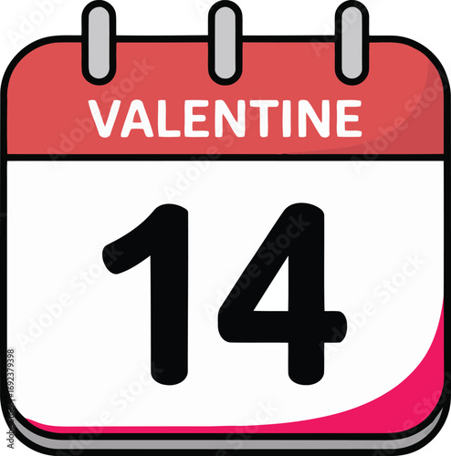 Celebrate Valentine's Day with this charming calendar icon marking February 14th for love and romance