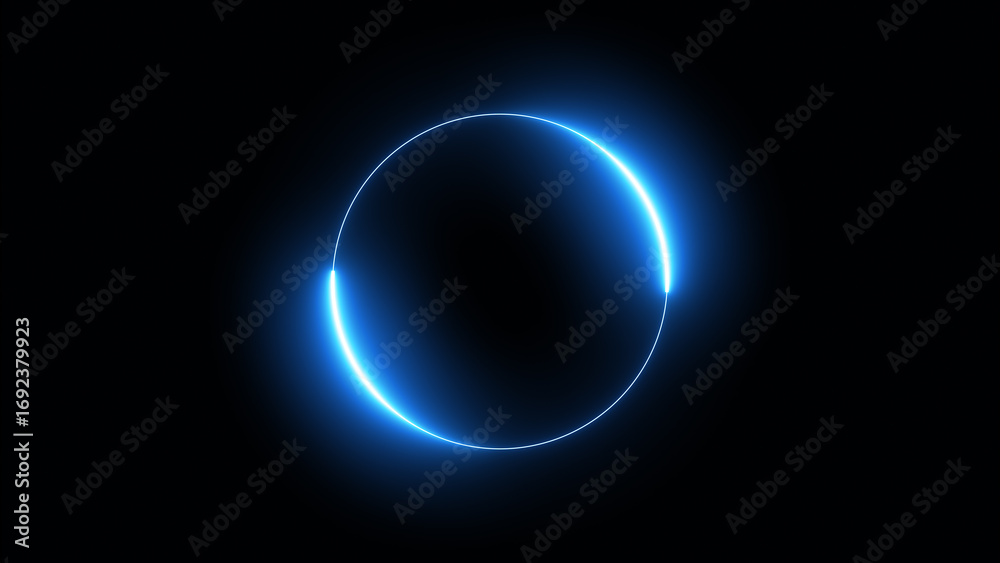Obraz premium Glowing neon blue circle loading isolated on black background