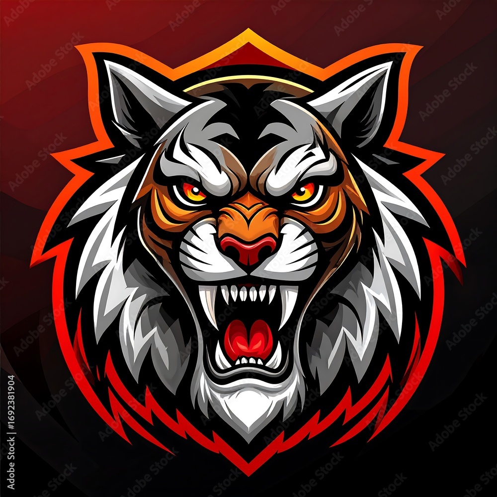 Fototapeta premium Roaring tiger head graphic