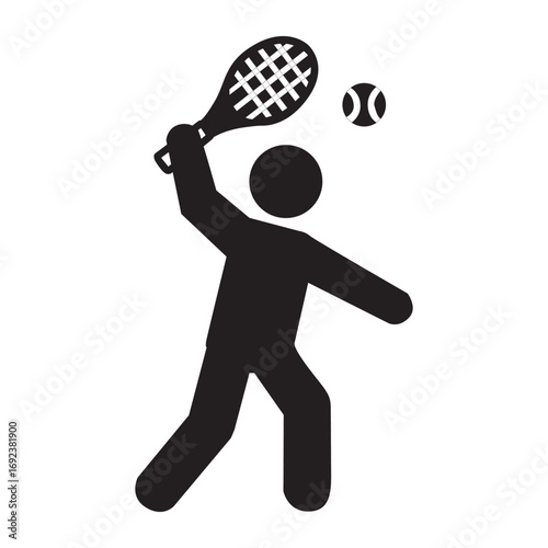 Vector art of silhouette of a tennis player hitting a ball