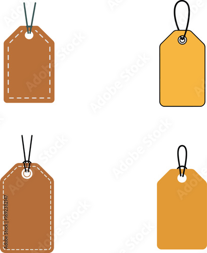 Four versatile blank price tags and labels, ready for your branding and retail needs.