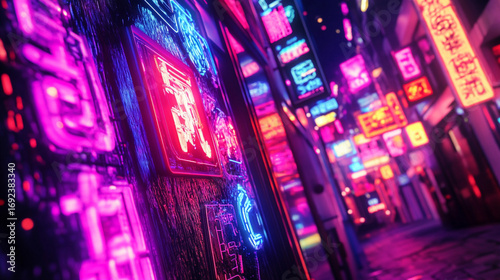 光る夜の繁華街