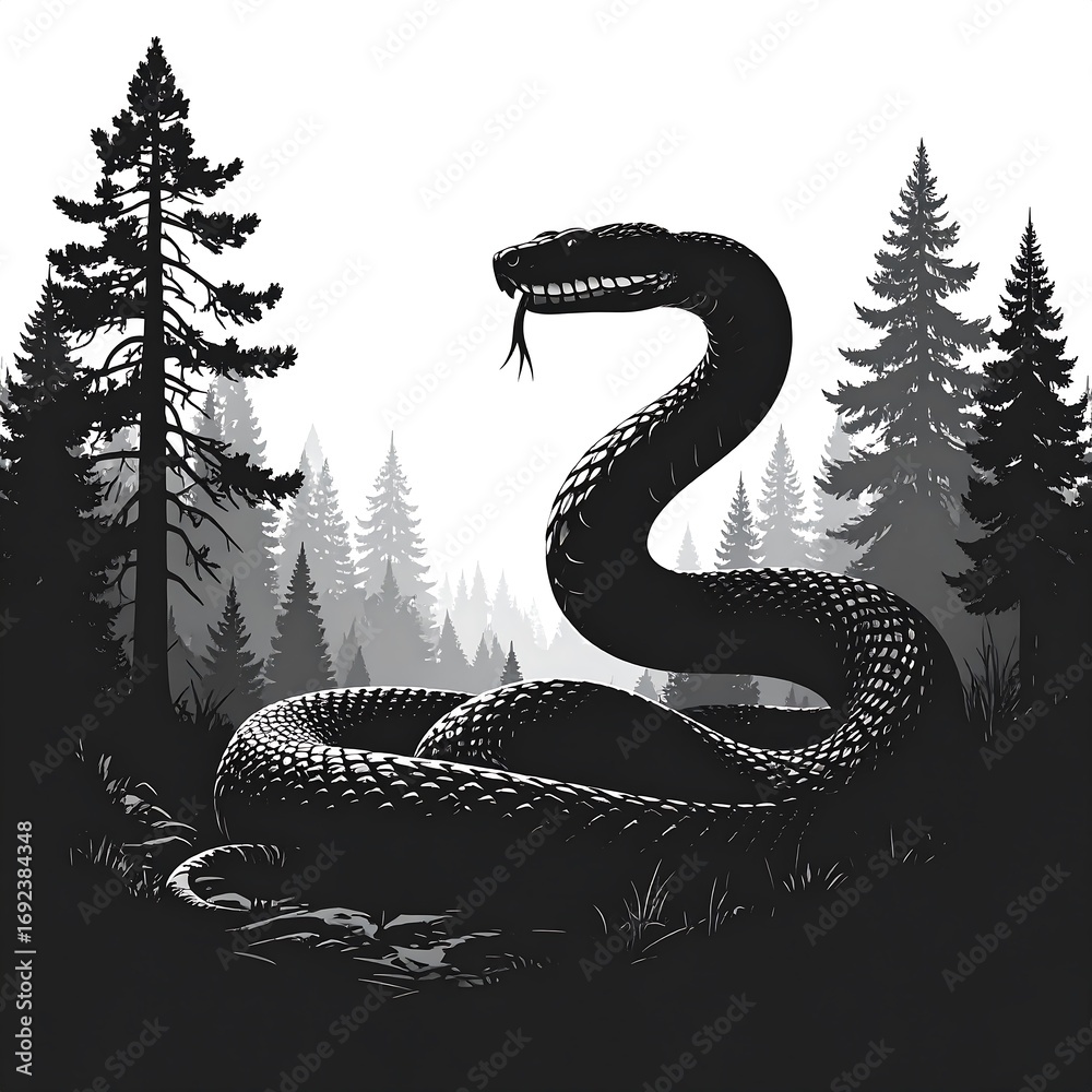 Obraz premium Snake in Forest Silhouette (1)