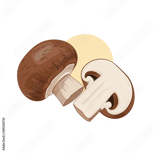 Flavorful fresh whole and sliced brown mushrooms for culinary delights