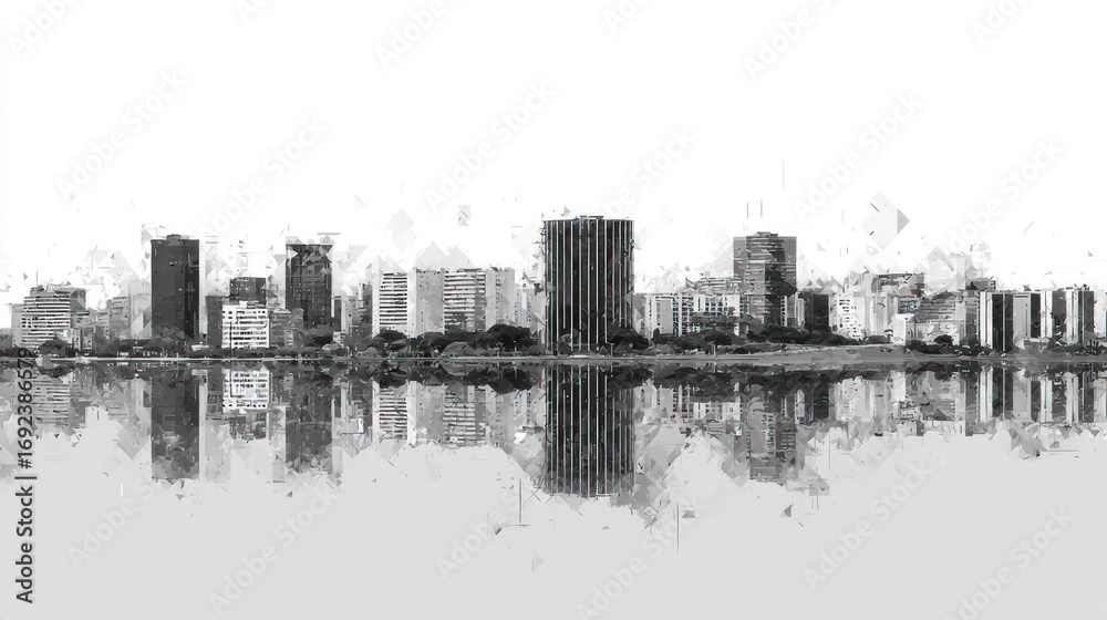 Obraz premium Grayscale cityscape panorama