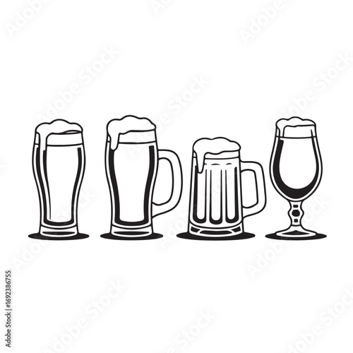 set of beer glasses vector icons