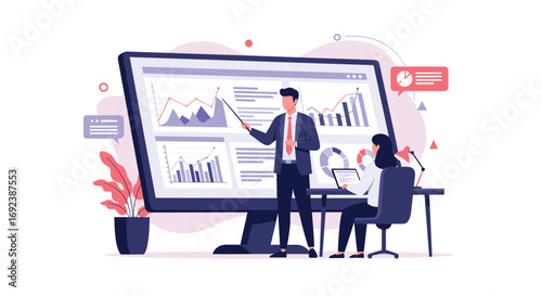 Business analytics professionals guiding investment strategy and financial growth decisions effectively