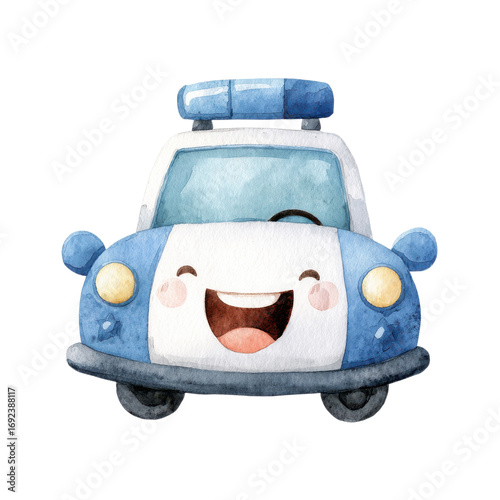 A cartoon police car on transparent background