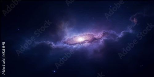 Abstract cloudscape of sunlit, blue sky, and dark clouds