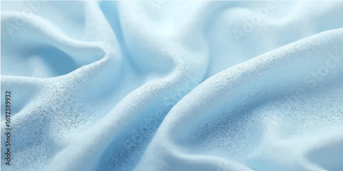 Blue silk and satin fabric with smooth wavy texture and luxurious appearance