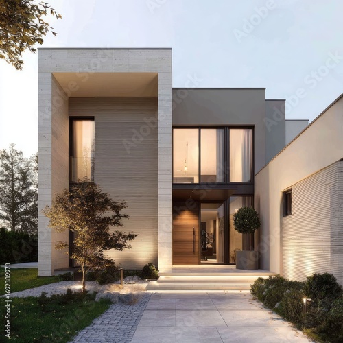 Daylight modern house with taupe and ivory tones and minimalist appeal