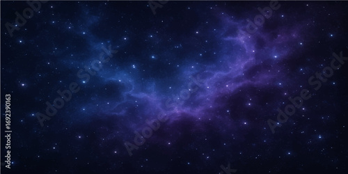 A blue nebula with bright stars in a deep space galaxy