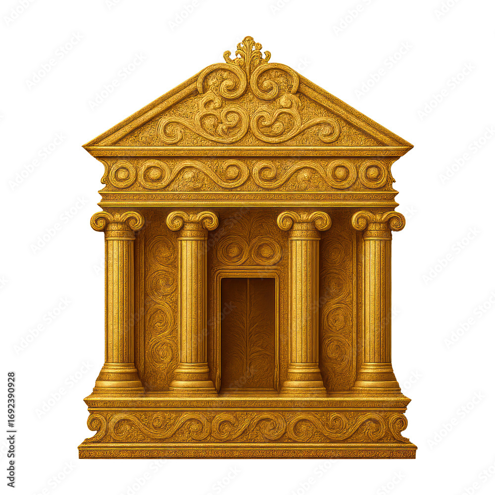 Obraz premium PNG Ornate golden ancient temple illustration.