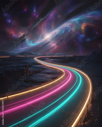 Glowing City Street Scene