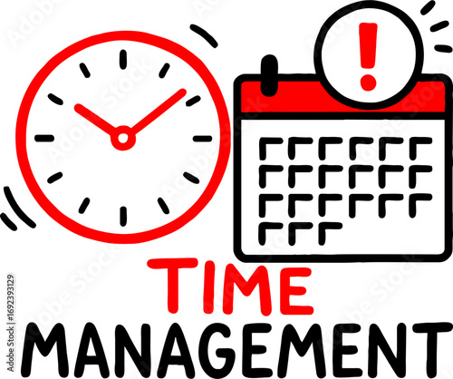 Time management icons human characters, checkboxes, clock, deadline vector ilustration. Distribution of priority of tasks, strategic planning, organization of working time, management schedule