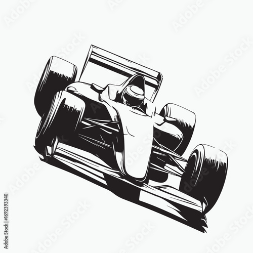 illustration of a man in a racing car