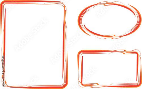 red colorful abstract dynamic style decorative outlines frames set