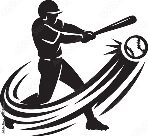 Baseball Player Swinging Bat