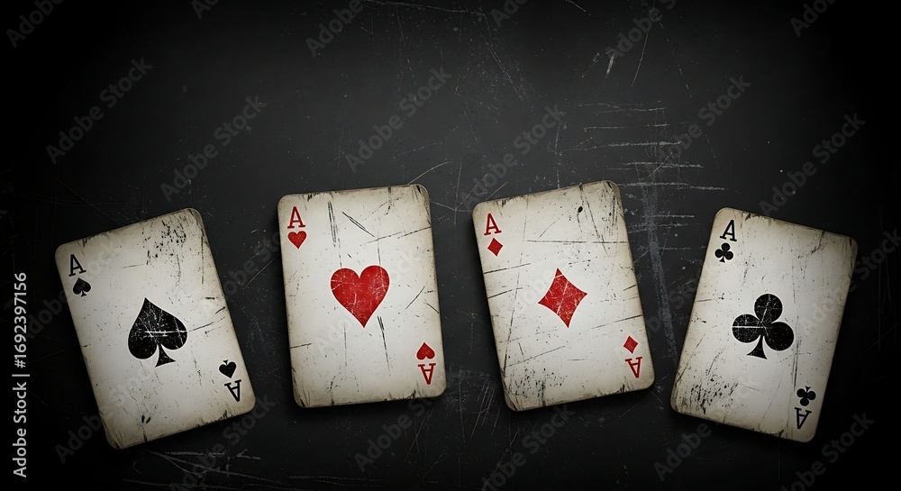 Obraz premium Aces Playing Cards on Dark Surface.