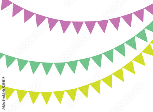 Bunting flag illustration with various color isolated on white.eps
