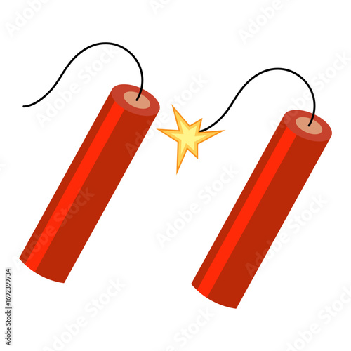 vector illustration of lit and unlit explosive