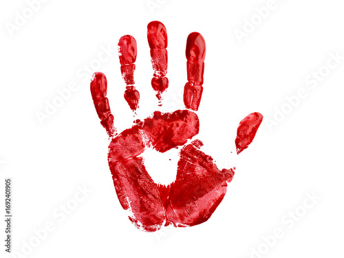 red hand print with shadow