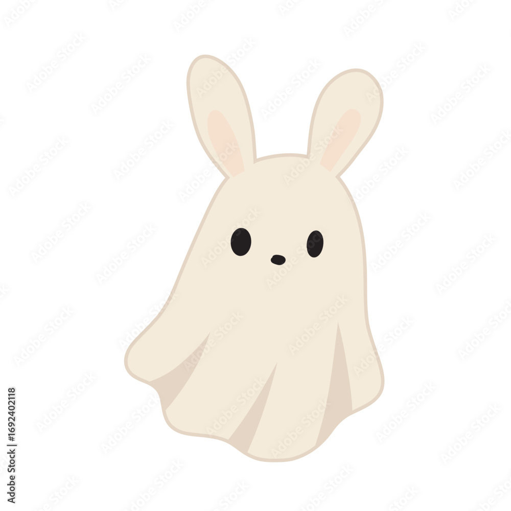 Obraz premium ghost cartoon character isolated on white background. cute cartoon halloween illustration