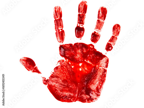 red hand print isolated on white