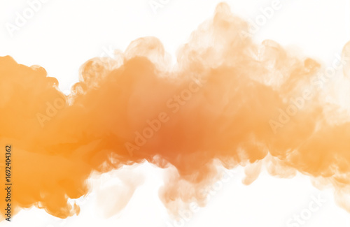 Orange smoke fire frame isolated on transparent or white background, colorful fog and smoke texture overlay, perfect for design, graphics, decoration, and artistic projects.