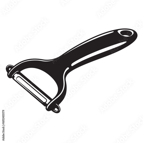 black and white silhouette of a Potato peeler vector on a white background