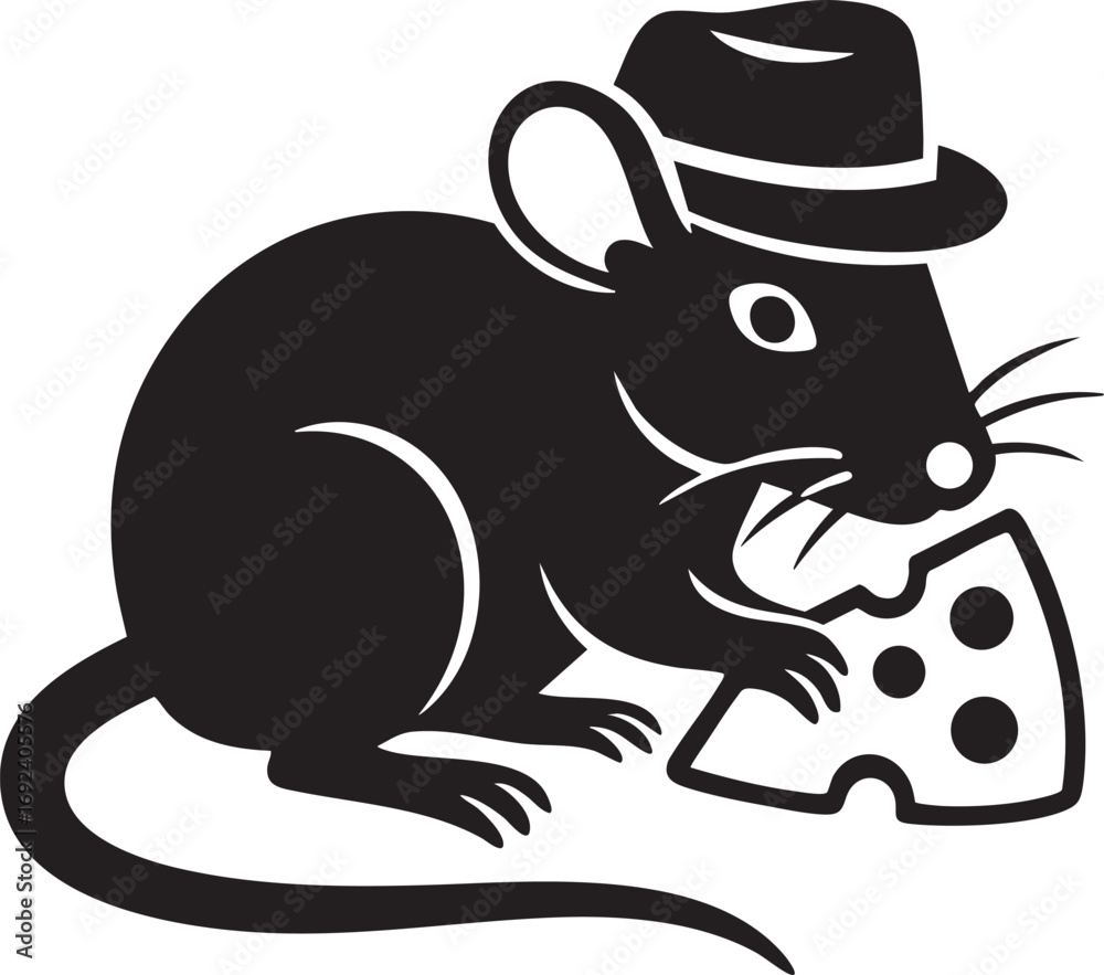 Obraz premium Rat with cheese bite