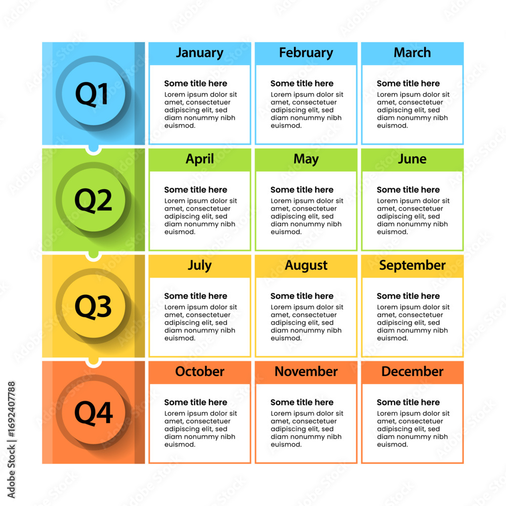 custom made wallpaper toronto digitalInfographic template. Quarterly calendar with months and 12 steps
