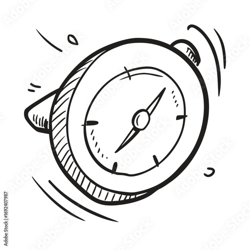 Compass Drawing Isolated on Pure White Background for Navigation and Exploration