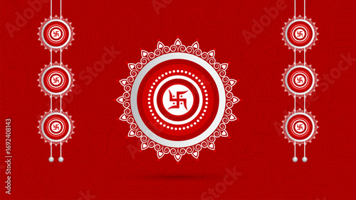 Durga Puja festive background featuring the traditional Bengali Chandmala, a decorative ornament used for pandal decoration during the festival
