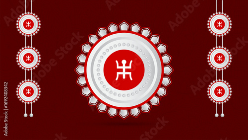 Durga Puja festive background featuring the traditional Bengali Chandmala, a decorative ornament used for pandal decoration during the festival