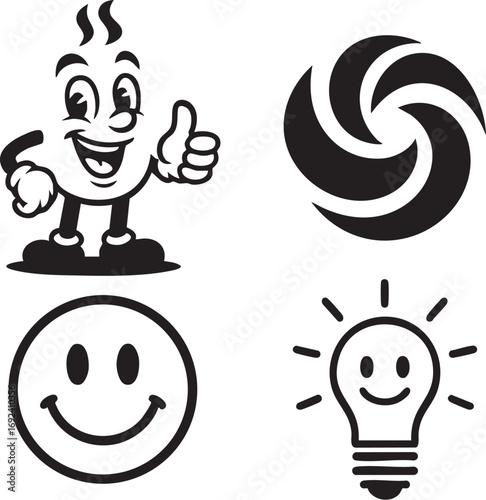 Positive icons and hand gesture
