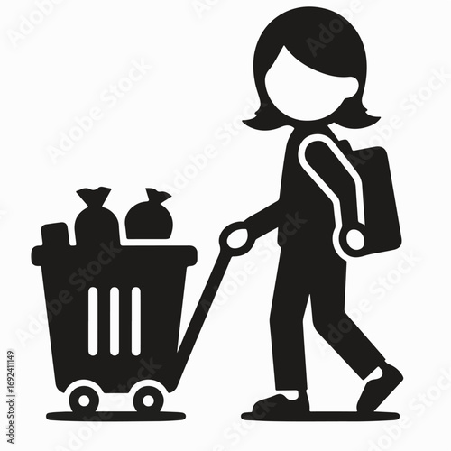 icon of a person carrying a garbage cart