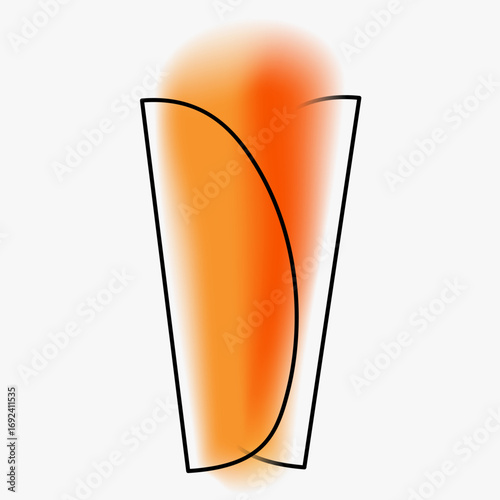 Shawarma or burrito silhouette. Creative minimal mexican fast food composition with gradient blurred and line elements. Modern abstract fashion vector illustration.