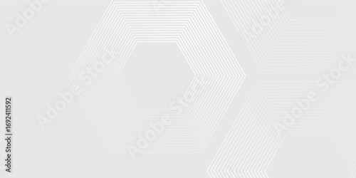 Hexagon white gray wave light technology texture background. Abstract big data digital concept simple art modern abstract