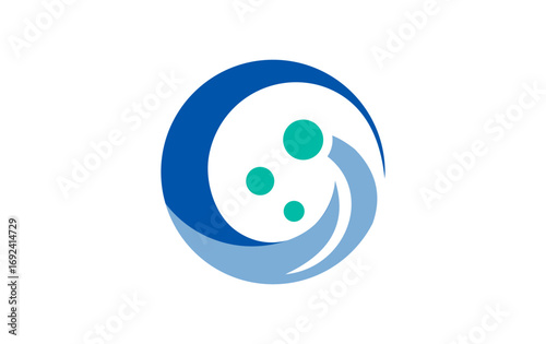 Abstract Wave Circle Logo with Bubbles