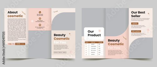 beauty cosmetic trifold brochure template