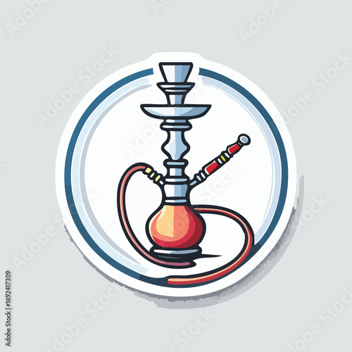 Illustration of a hookah, a water pipe used for smoking flavored tobacco.