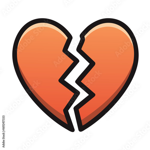 A simple illustration of a broken heart, symbolizing sadness, heartbreak, or loss.